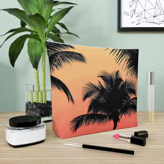 Tropical Cotton Cosmetic Bag - Makeup Pouch, 5 Sizes / Palm Glow