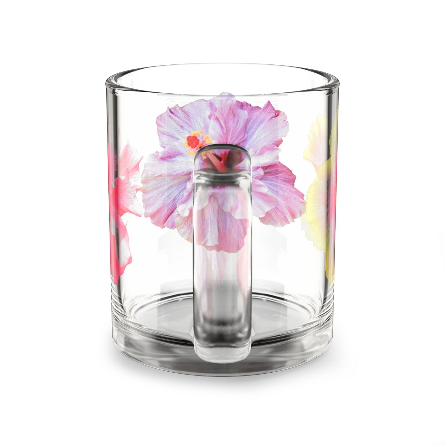 Glass Mug - 10oz, Perfect for Rainforest Lovers / Real Hibiscus Flowers