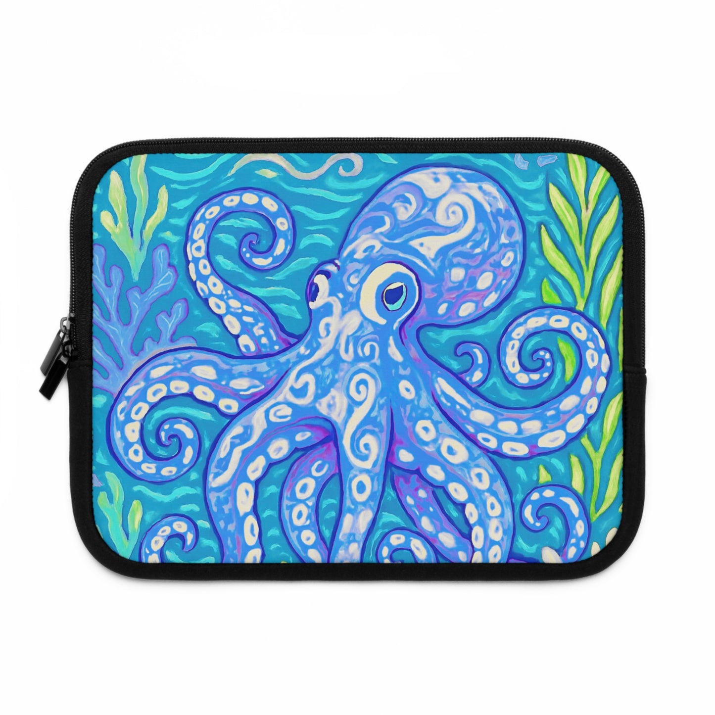 Tropical Laptop Sleeve, 5 Sizes - Perfect for Beach Lovers & Students / Octopus Kraken Joe, Blue