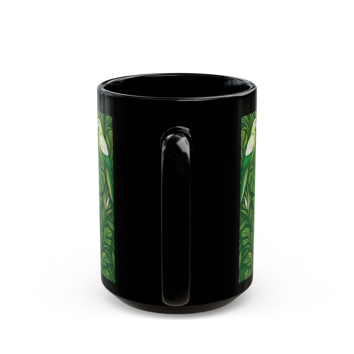 Black Coffee Mug - Parrot Family, Lime