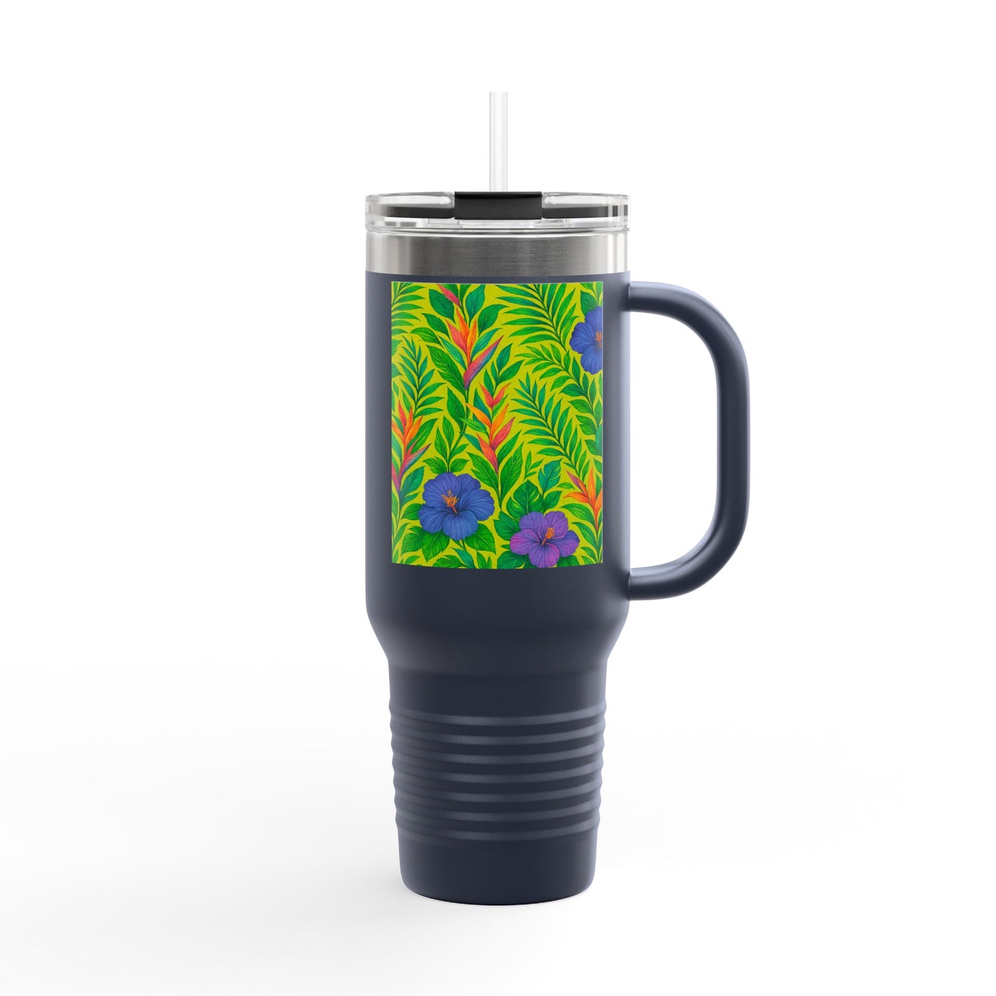 Midnight Flower Lime Insulated Travel Mug - 40oz - Perfect for Outdoor Adventures