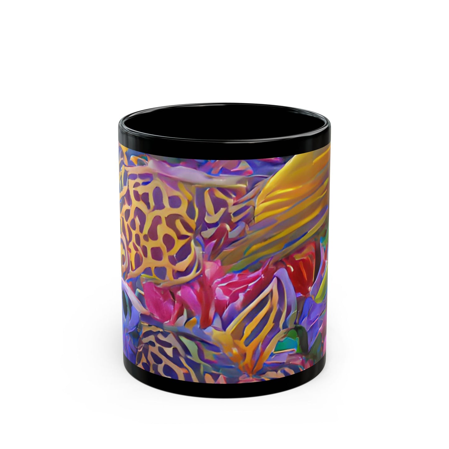 Black Mug (11oz, 15oz), Busy Coral Reef