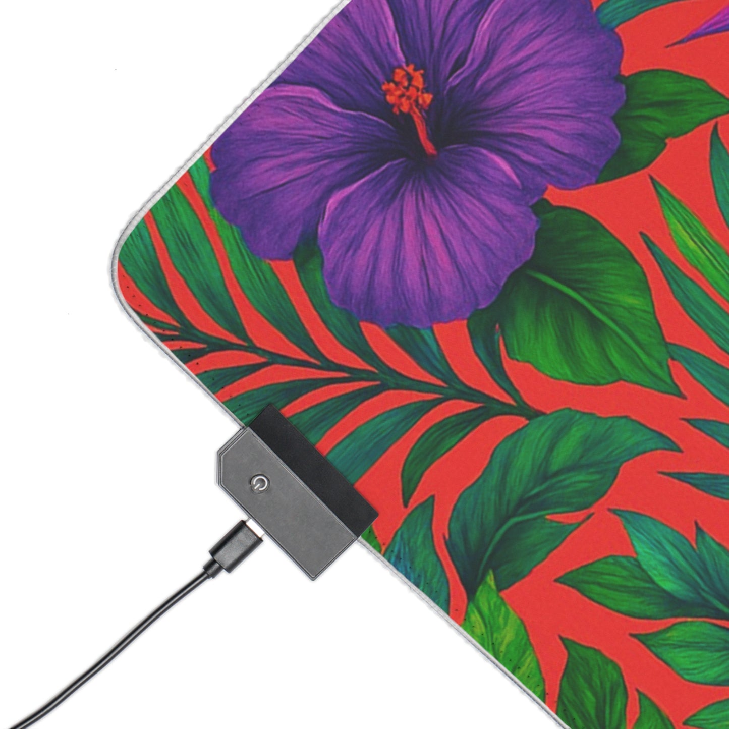 LED Gaming Mouse Pad With Vibrant RGB Lighting, 4 Sizes / Midnight Flower Coral