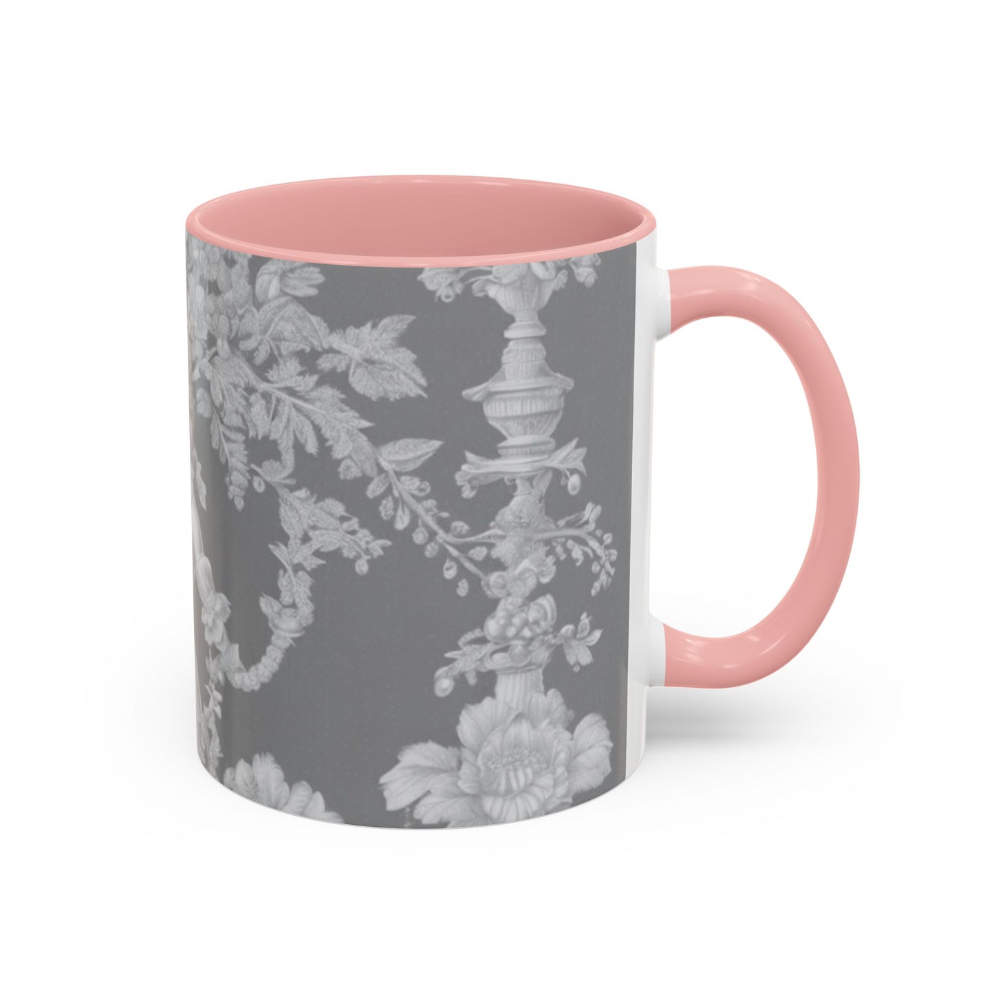 Accent Coffee Mug (11, 15oz), Pearl Lady Toile/Slate, Various Colors