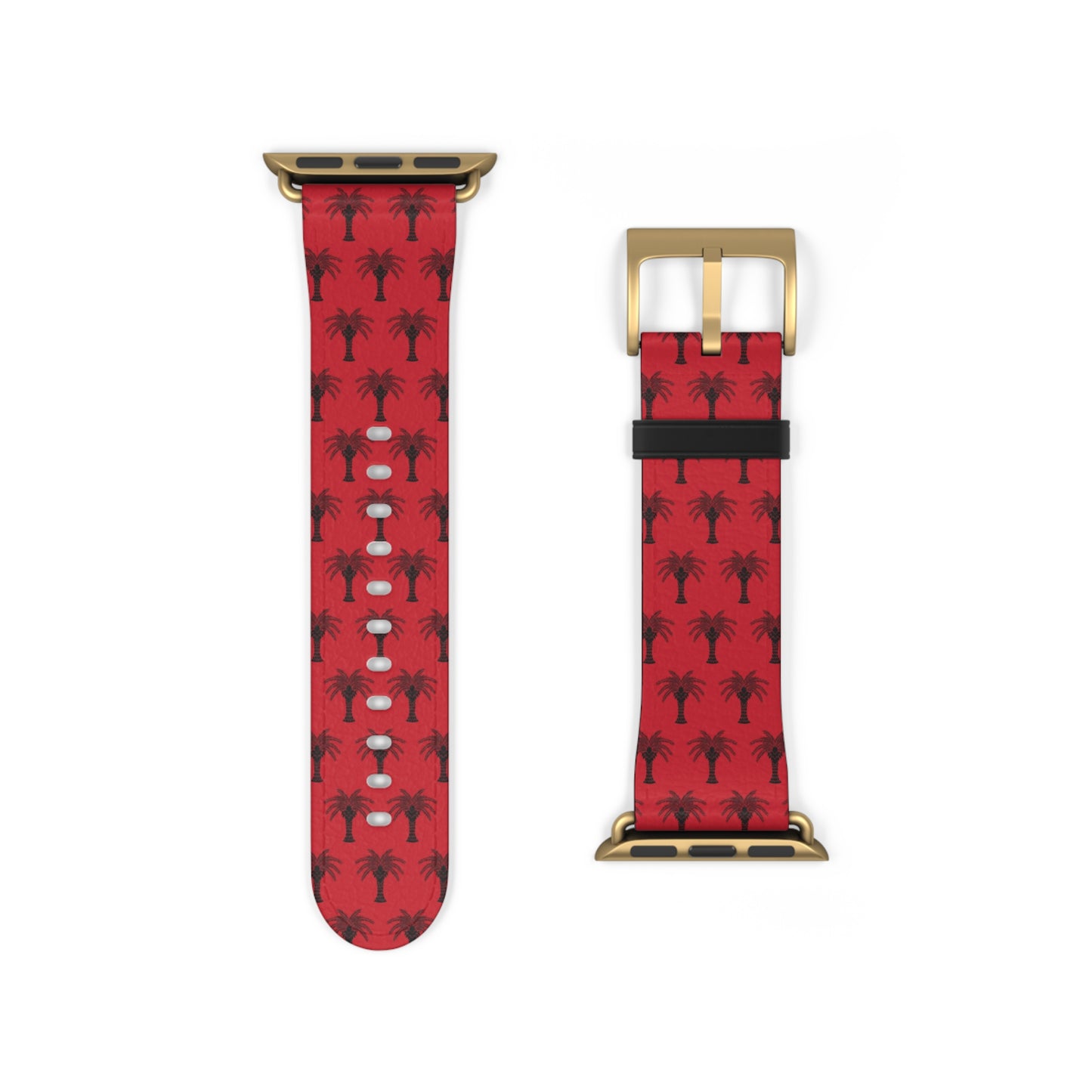 Apple Watch Band - Art Deco Palm, Repeat Dark Red