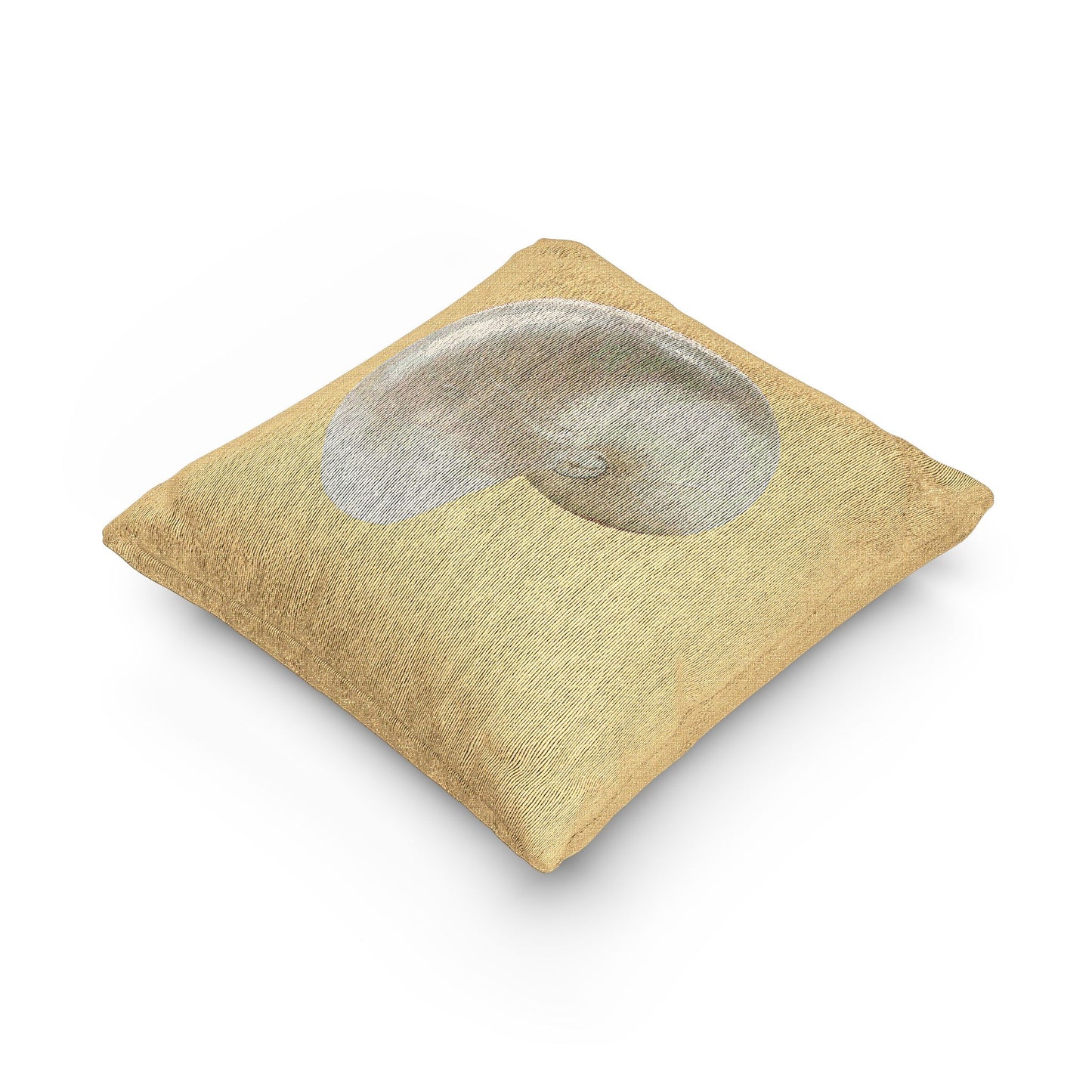 Woven Pillow, 17"W x 18"L - White Nautilus Shell, Yellow