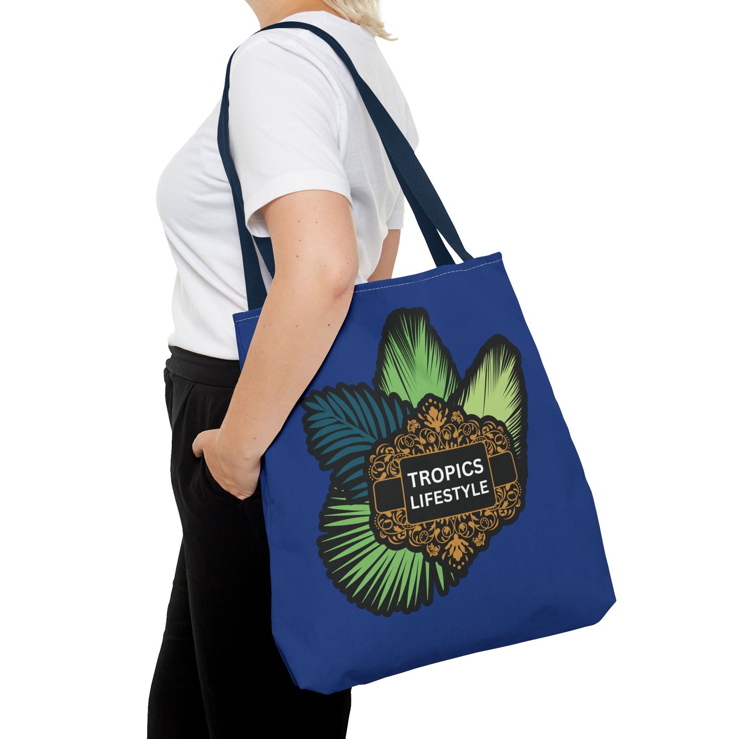 Elegant Tropics Lifestyle Logo Tote Bag - 3 Sizes, Dark Blue