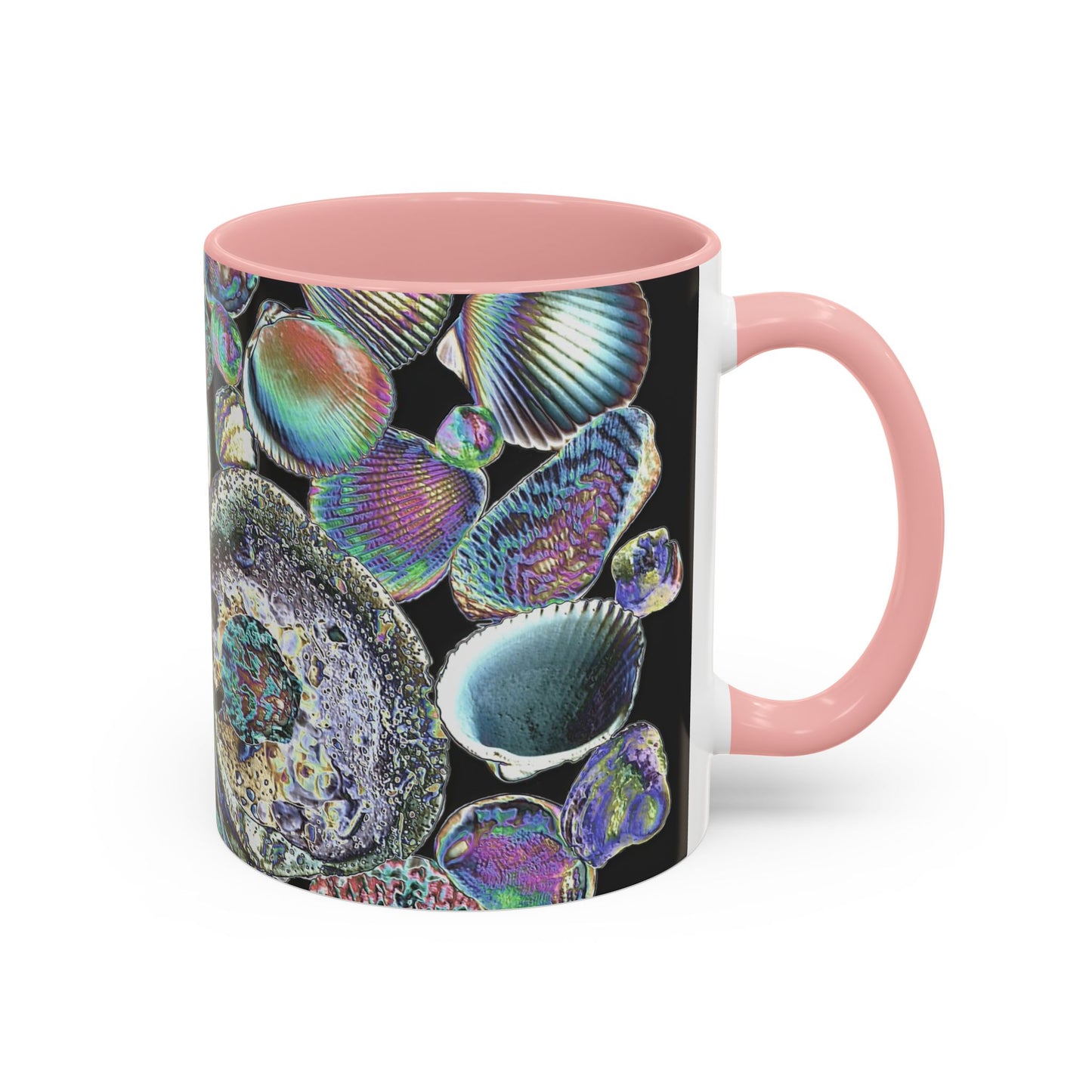 Iridescent Shells Accent Coffee Mug | Unique Sea-Inspired Drinkware / Heatwave Shell Collection