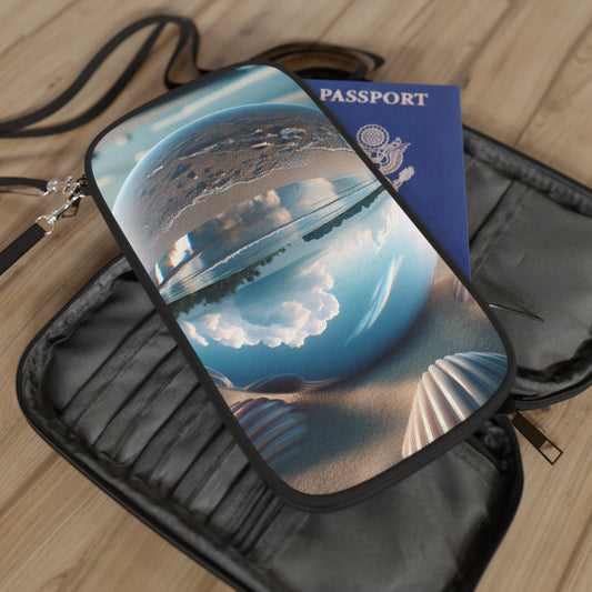 Passport Wallet – Perfect for Travelers & Adventurers / Beach Illusion Ball, Shells