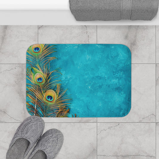 Tropical Bath Mat | Fun and Colorful Bathroom Decor / Peacock Turquoise Glow