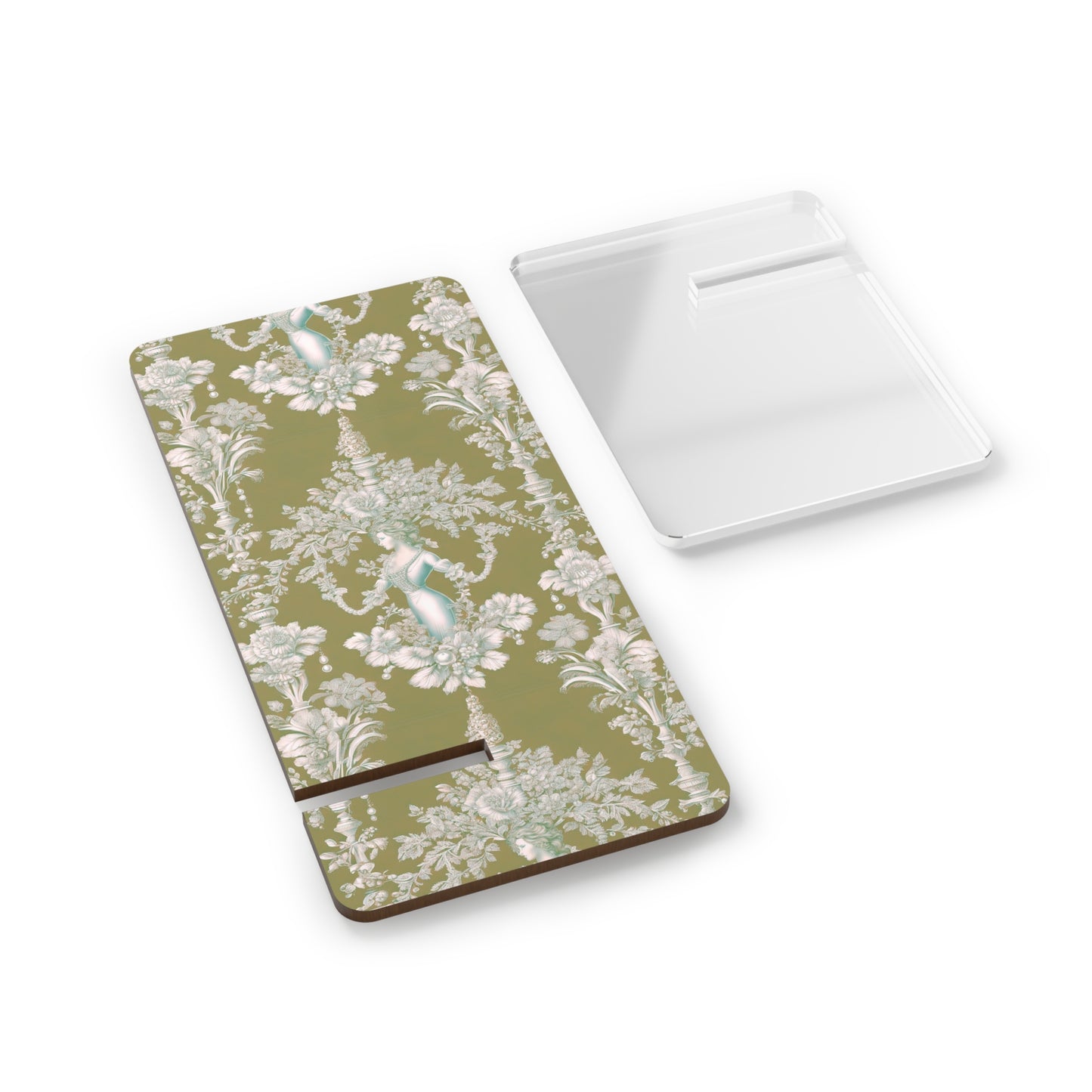 Mobile Display Stand for Smartphones, Pearl Lady Toile highborn green repeat