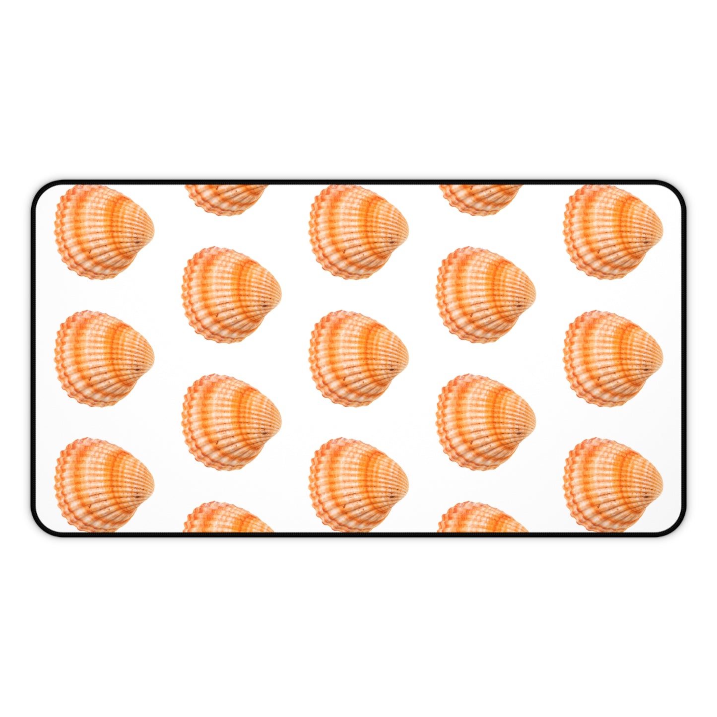Tropical Mouse Pad/Desk Mat, 3 Sizes - Seashell Design, Perfect for Home Office / Orange Scallop, White