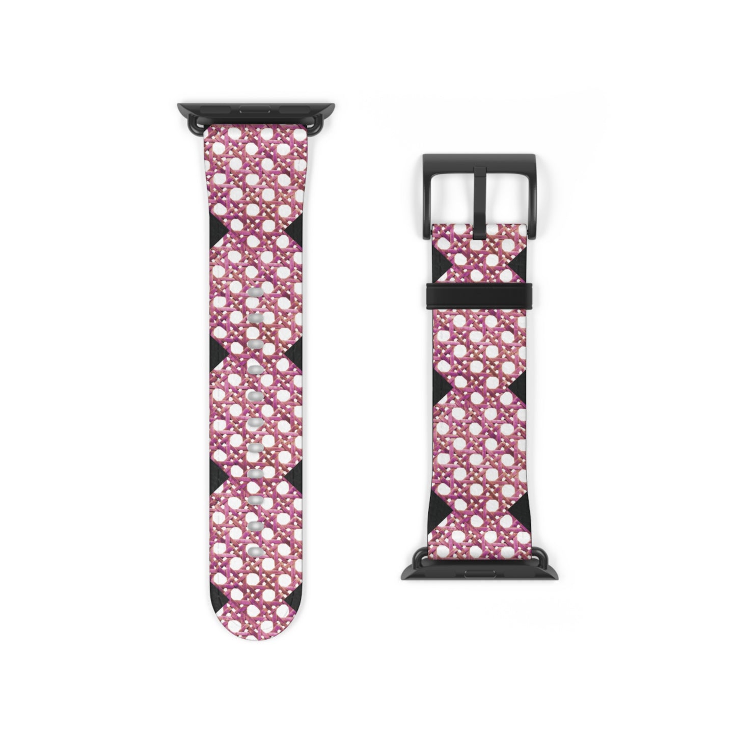 Apple Watch Band - Hibiscus Wicker Chair Weave, Black