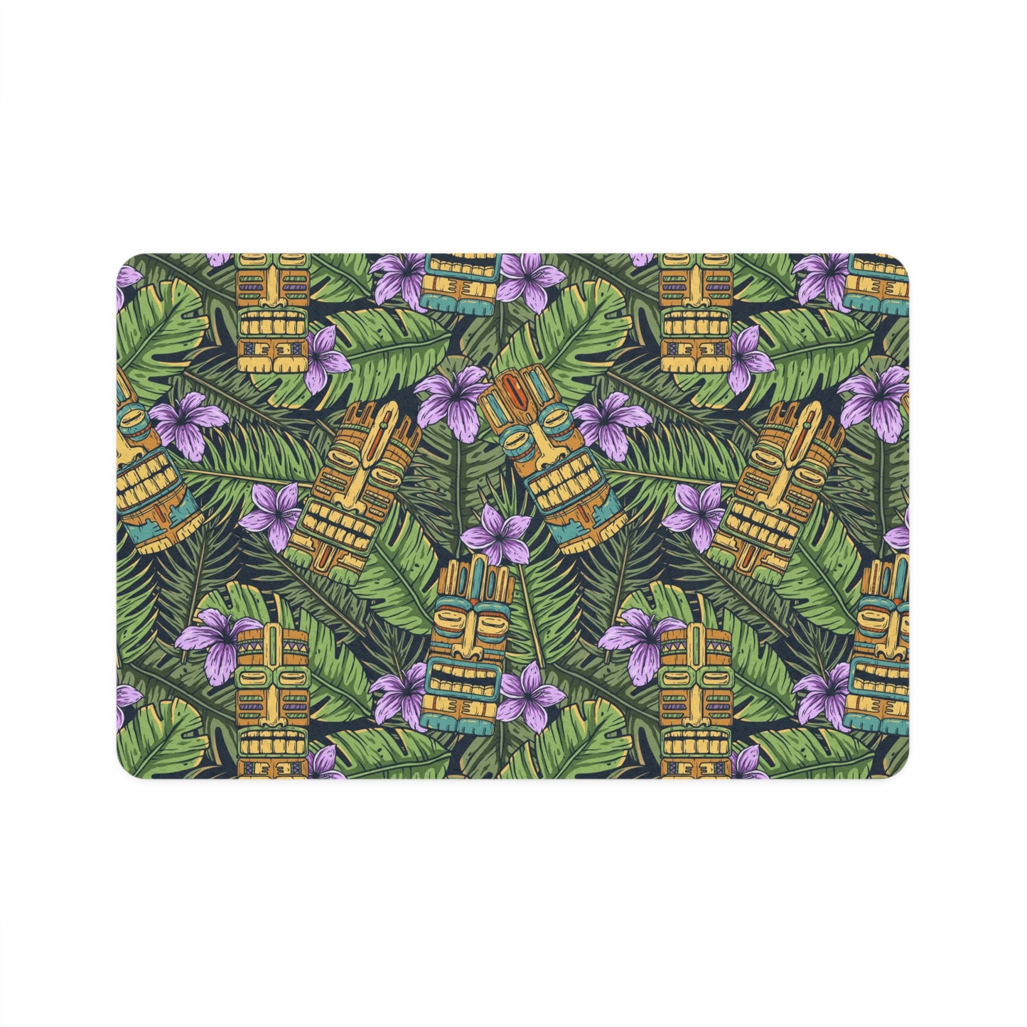 Pet Food Mat (12x18) - Tiki Purple Greenery