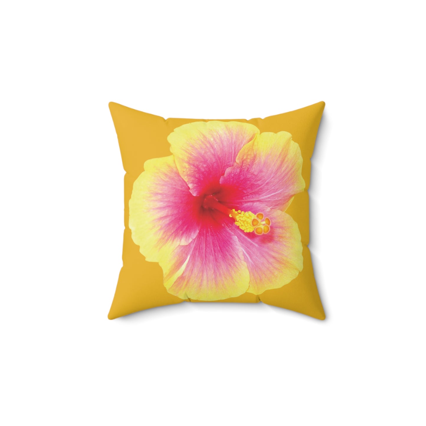 Decorative Pillow - Accent Cushion, 4 Sizes / Photo Yellow Hibiscus, Yellow
