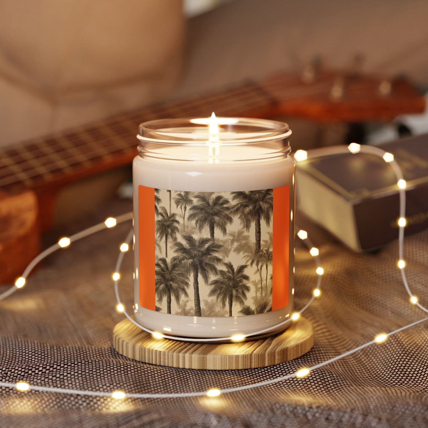 Scented Soy Candle, 9oz, Lisa's Fluffy Palms, medium orange