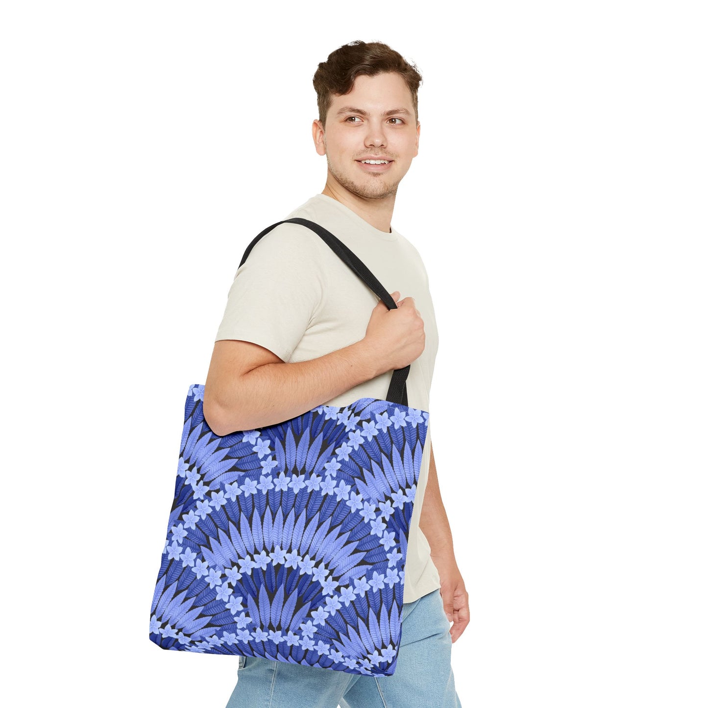 Plumeria and Palms Blue Tote Bag - 3 Sizes