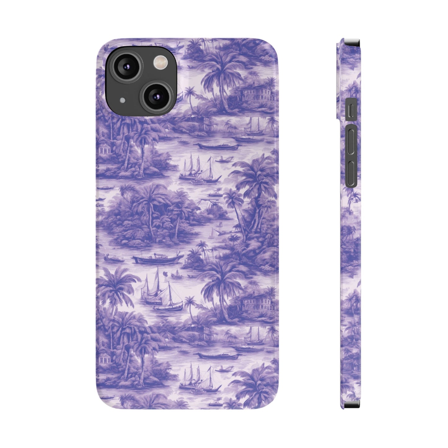 Slim Phone Cases - Tropical Toile #1, purple