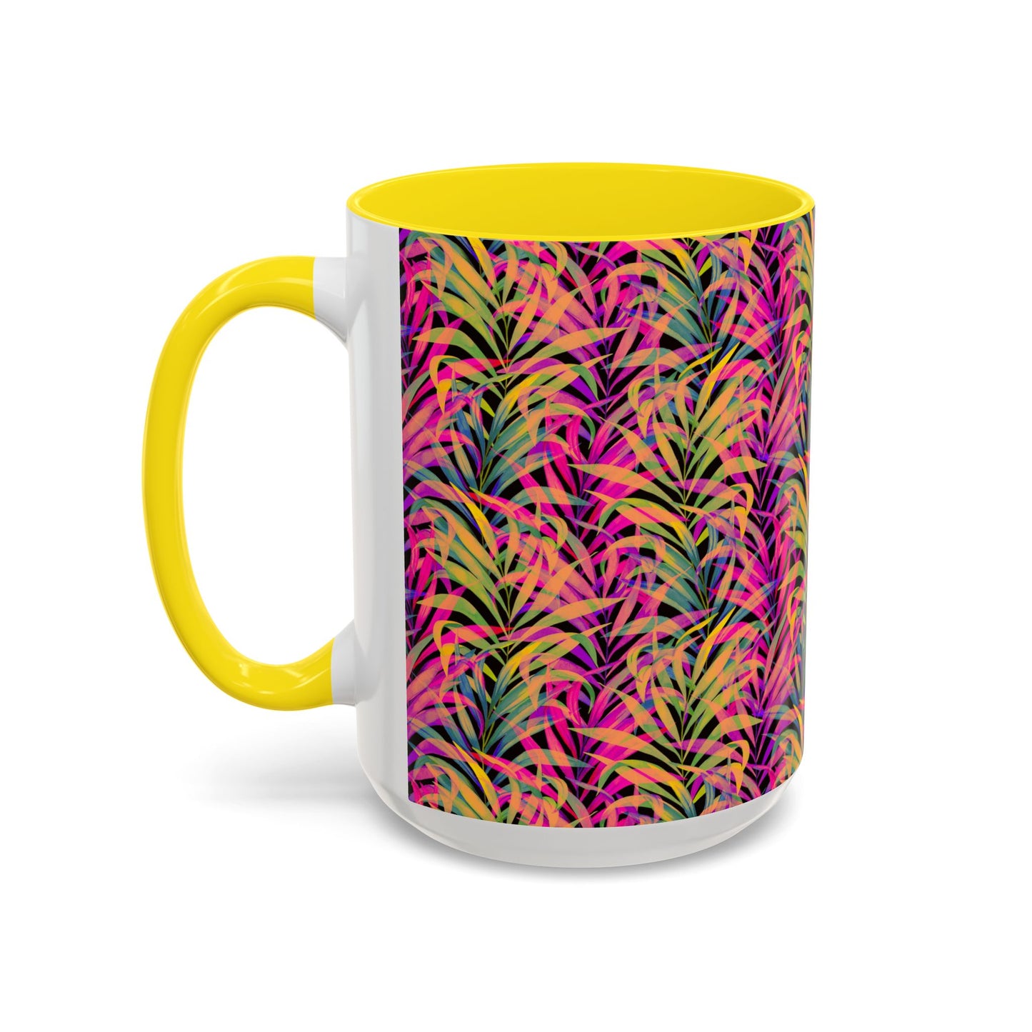 Accent Coffee Mug (11, 15oz), Rainbow Fronds / Various Colors