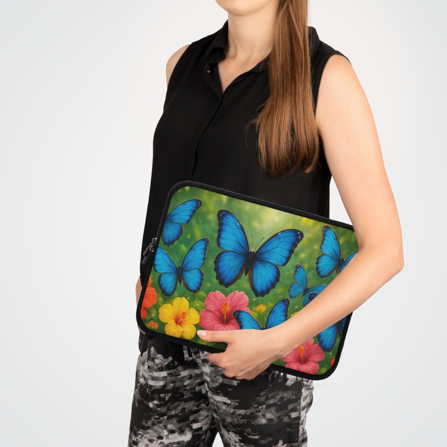 Tropical Laptop Sleeve, 5 Sizes - Perfect for Rainforest Lovers & Students / Morpho Butterfly Flight