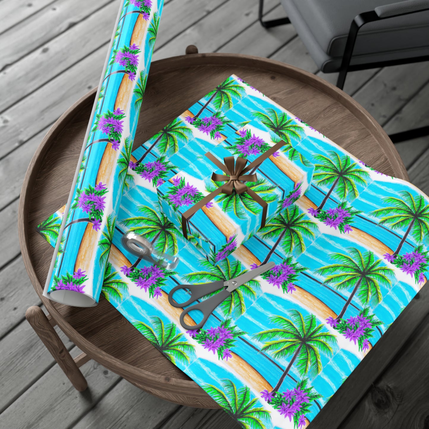 Wrapping Paper - Tropical Gift Wrap for All Occasions / 3 Sizes, 2 Finishes / Tropical Beach