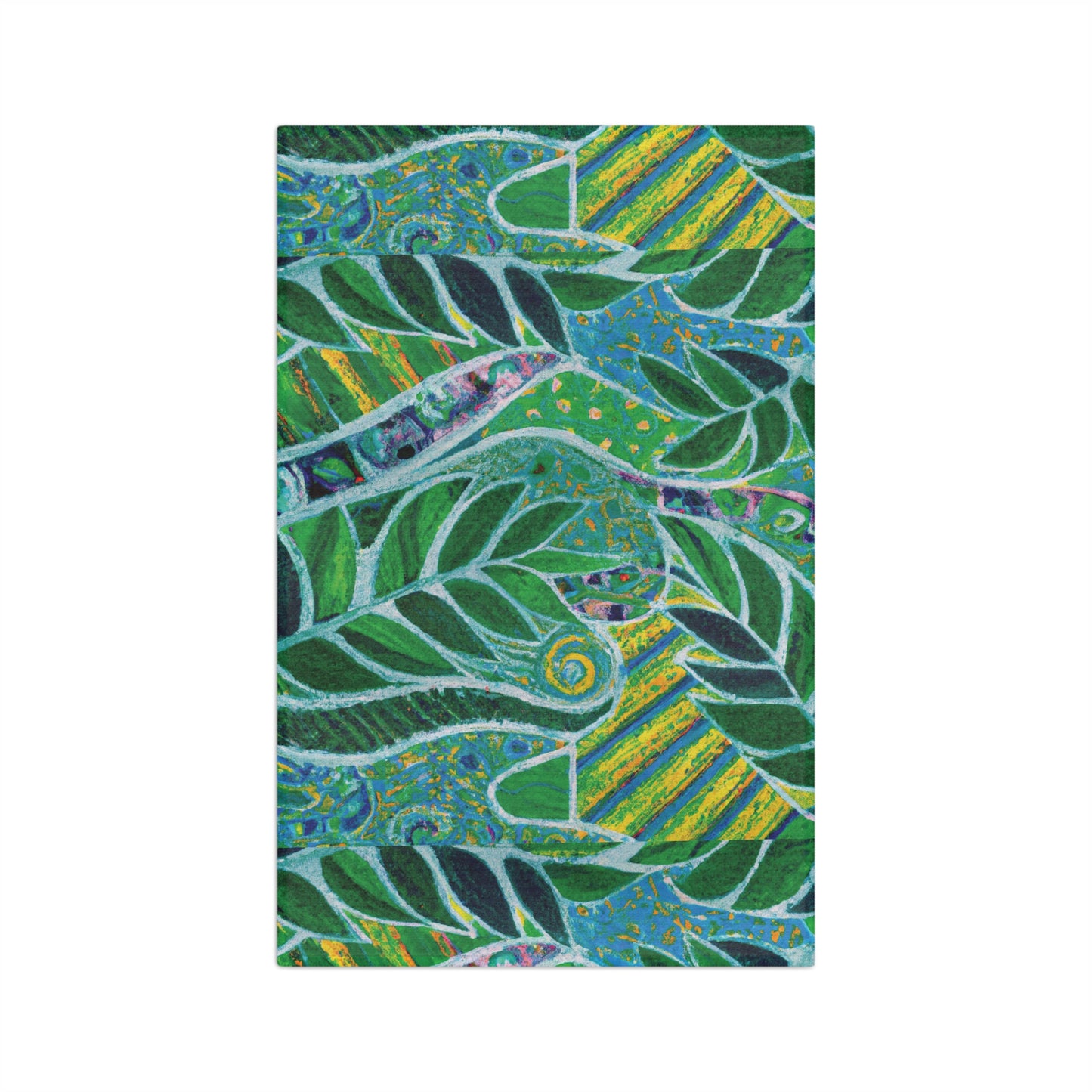 Microfiber Coffee/Tea Towel — Botanical Amazon Whimsy, green