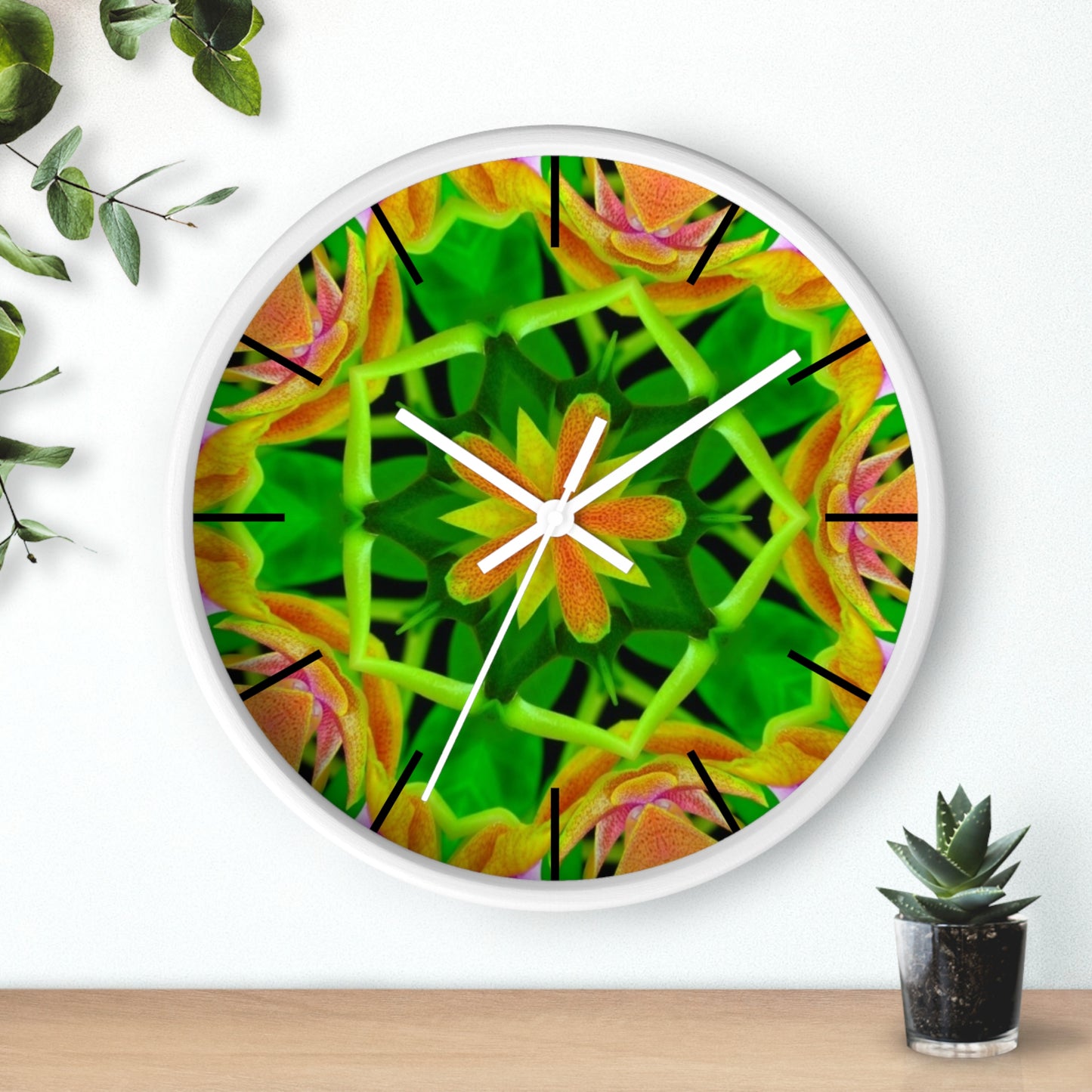 Wall Clock, Orchid Kaleidoscope #2, Hands/Base Variants