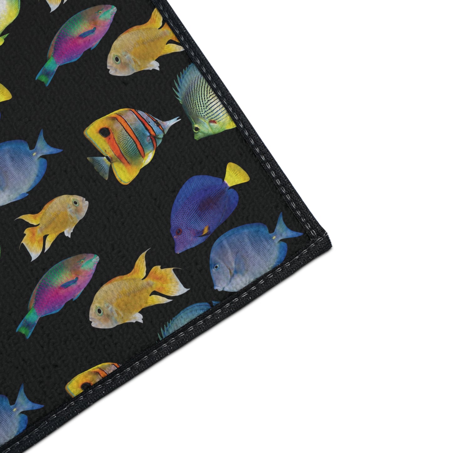 Heavy Duty Floor Mat, 5 Sizes – Tropical Area Rug for Home Décor / School of  Fish, Black