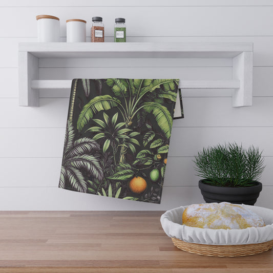 Tea Towels (cotton, poly) / Tropical Fruit, Black