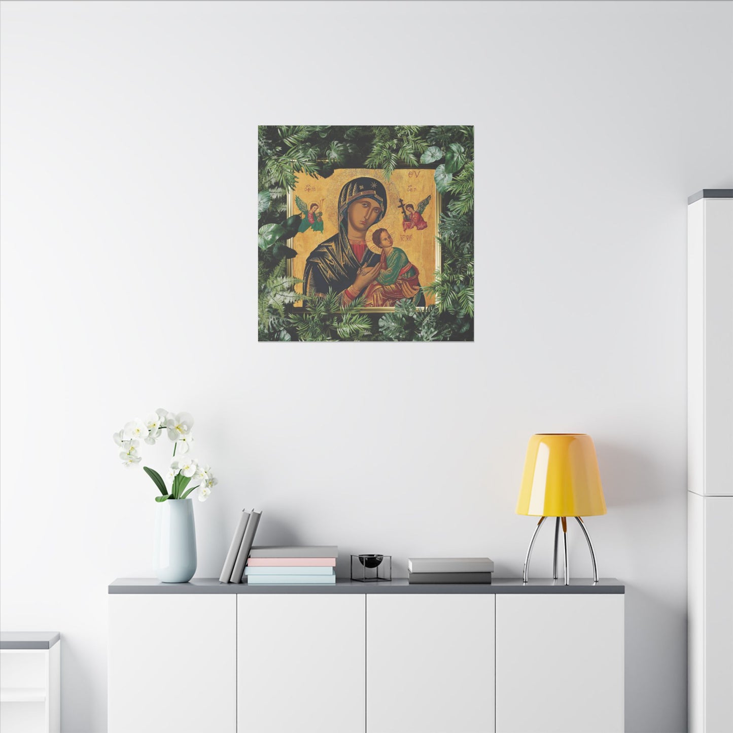 "Tropical Our Lady of Perpetual Help" Canvas Artwork - Stretched Canvas Print / Virgin Mary