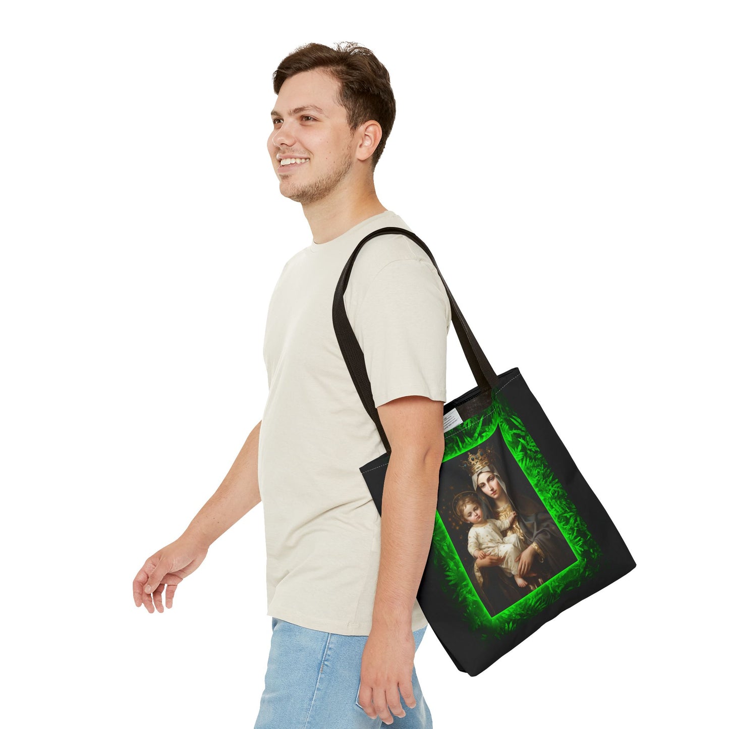 Religious Our Lady of Mt. Carmel Tropical Glow Tote Bag - 3 Sizes