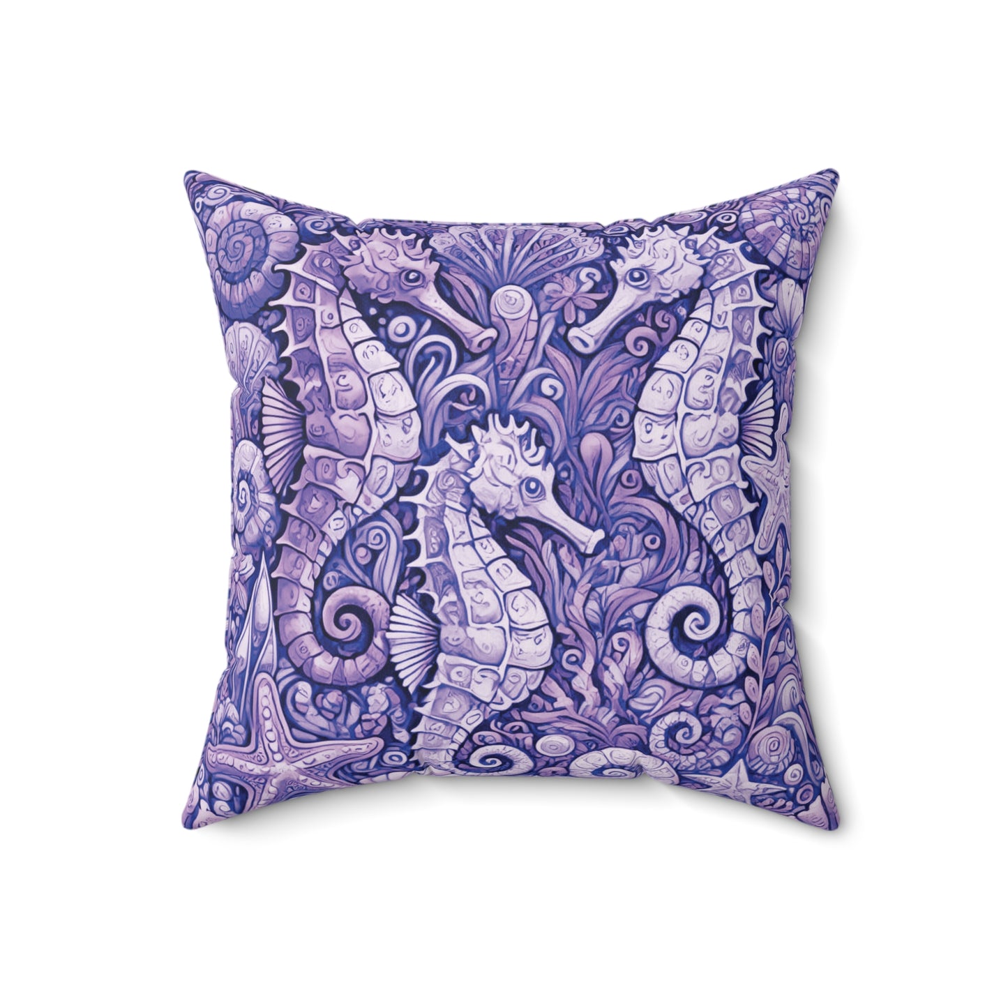 Decorative Pillow - Accent Cushion, 4 Sizes / Seahorse Trio, Amethyst