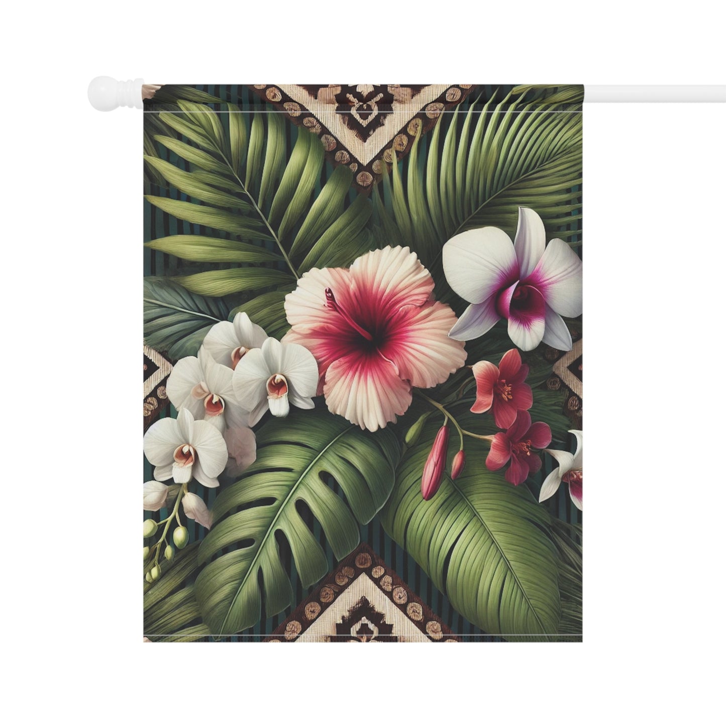 Tropical Garden Flag - Perfect for Outdoor Decor / Tiki Orchids