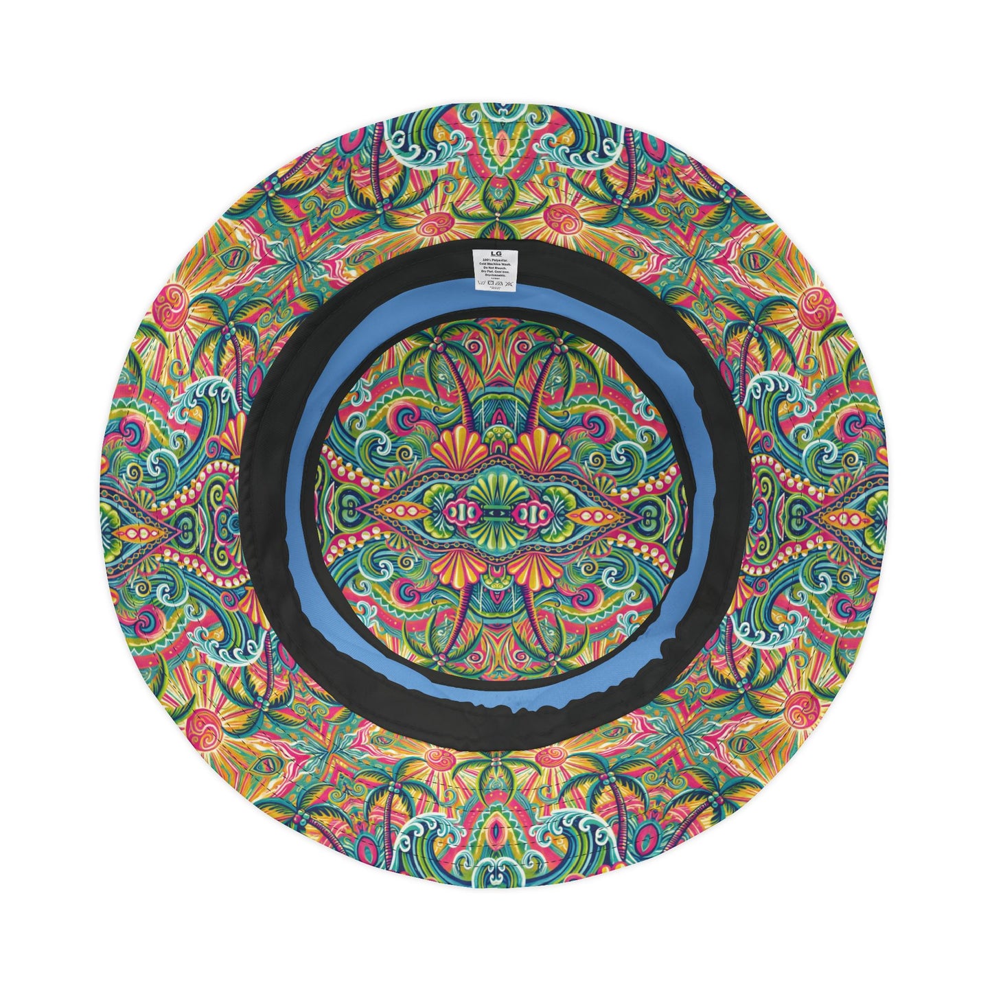 Tropical Polyester Bucket Hat, 2 Sizes - Kaleido Bay/Lt. Blue