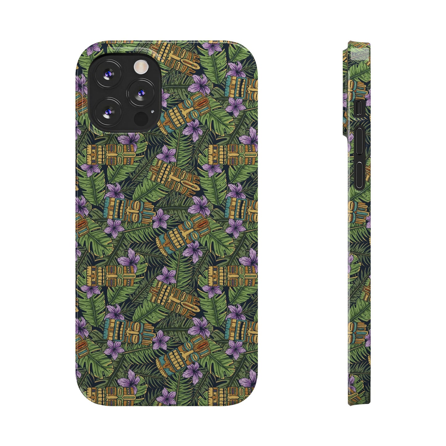 Slim Phone Cases - Tiki Purple Greenery