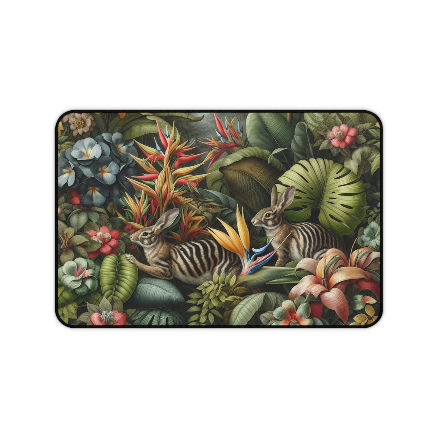 Tropical Mouse Pad/Desk Mat, 3 Sizes - Perfect for Home Office / Rainforest Rabbit Outing
