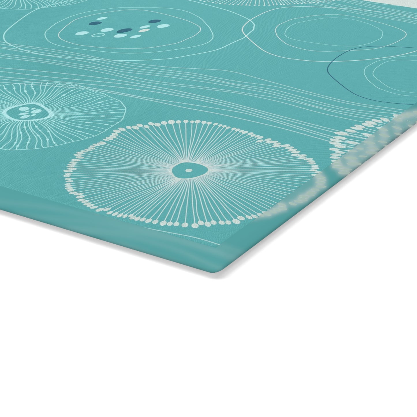 Glass Cutting Board, 2 sizes - Plankton Drift Teal