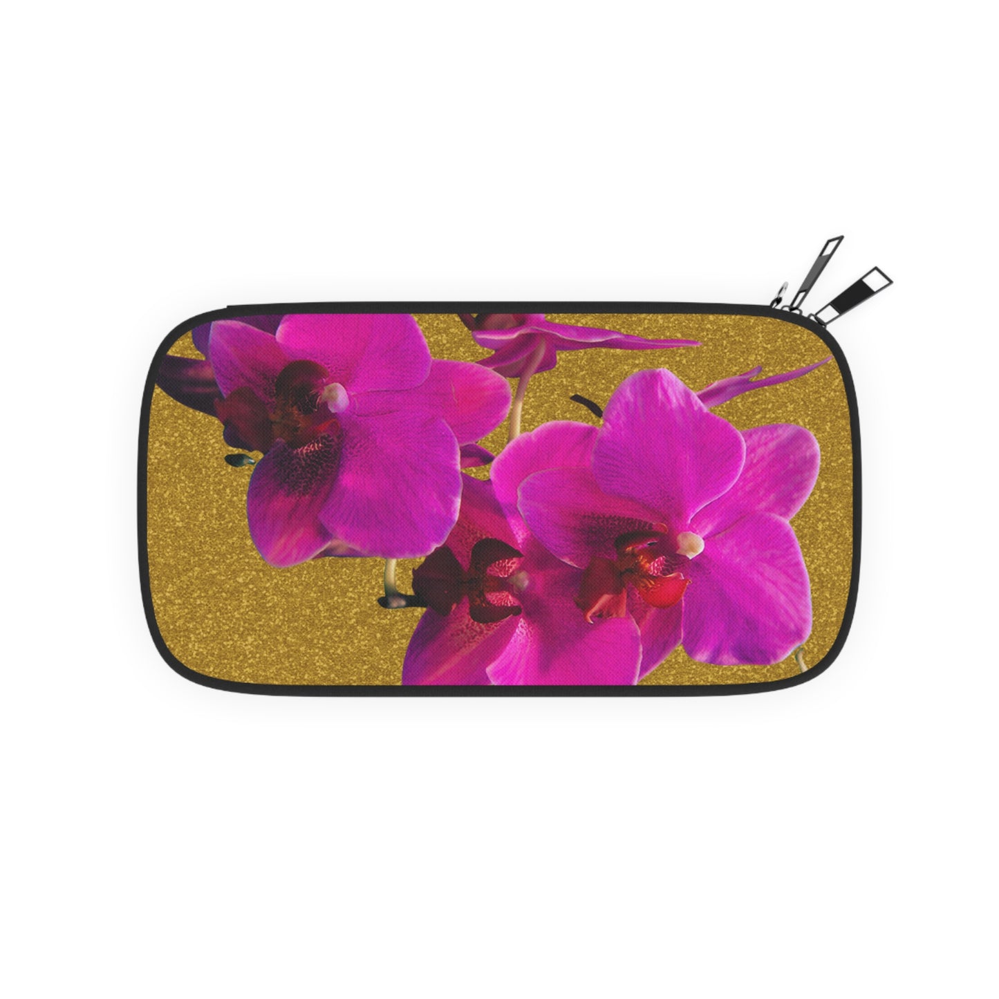 Passport Wallet - Purple Orchids, Gold