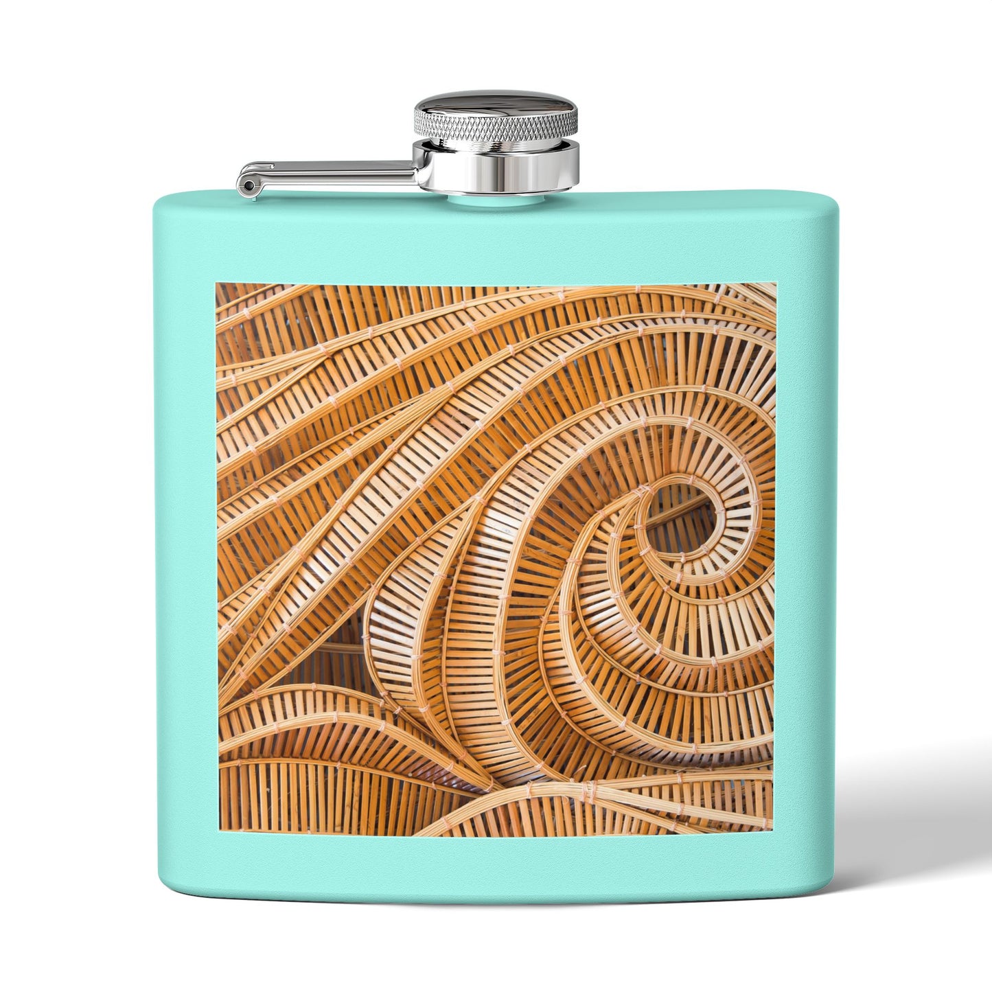 Tropical Stainless Steel 6 oz. Flask, Many Colors  – Natural Bamboo Spiral