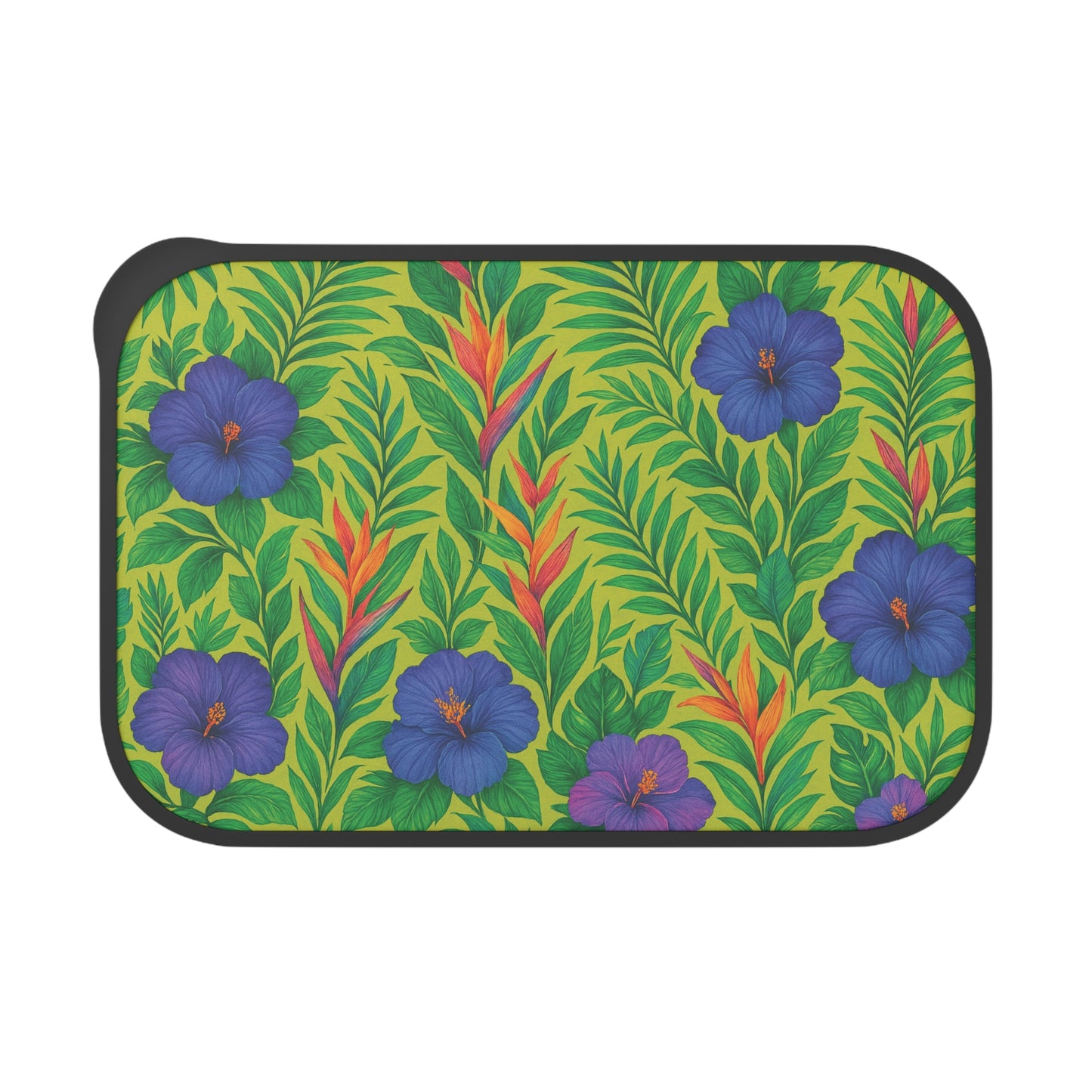 Bento Box with Utensils - Midnight Flower Lime