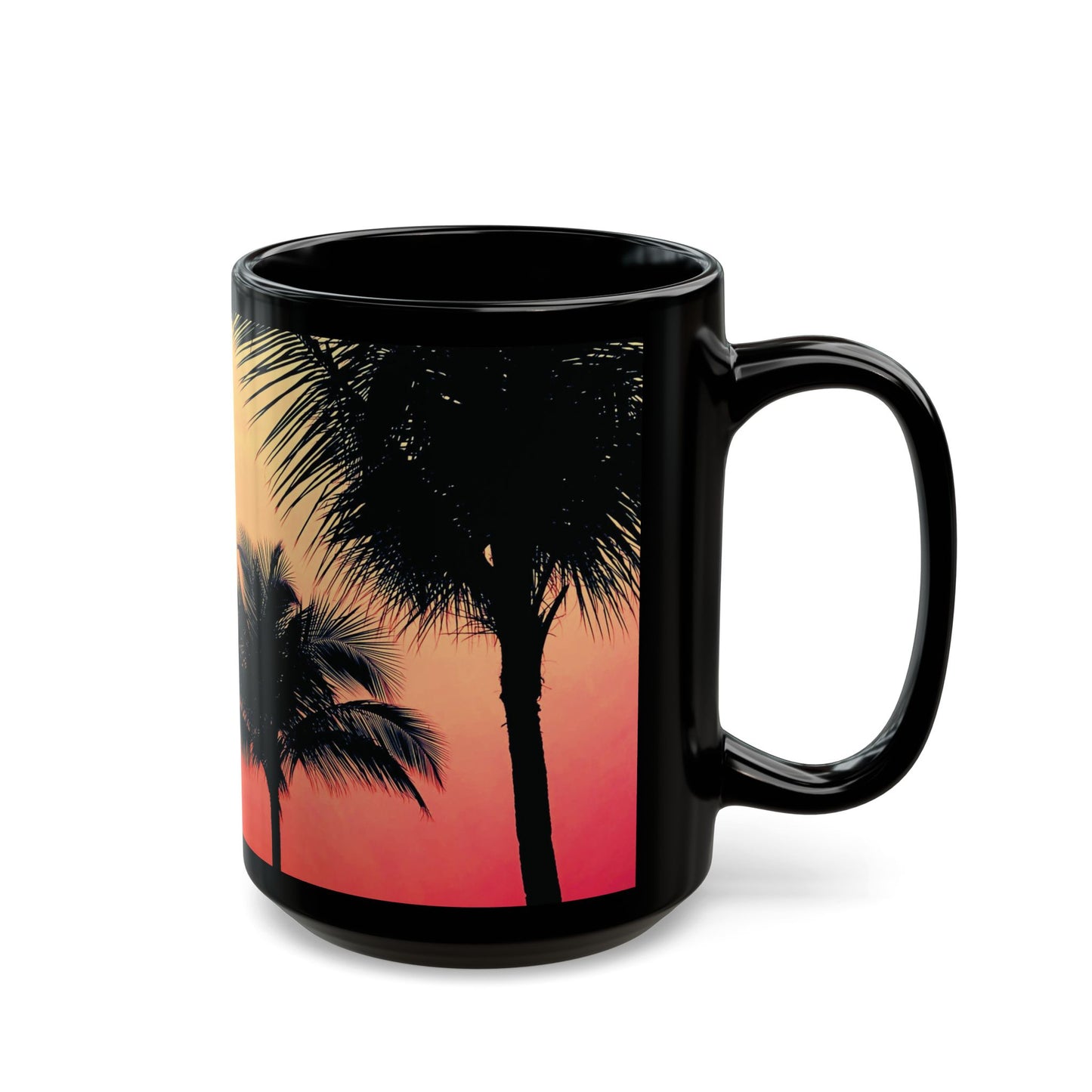 Black Coffee Mug - Palm Glow Orange