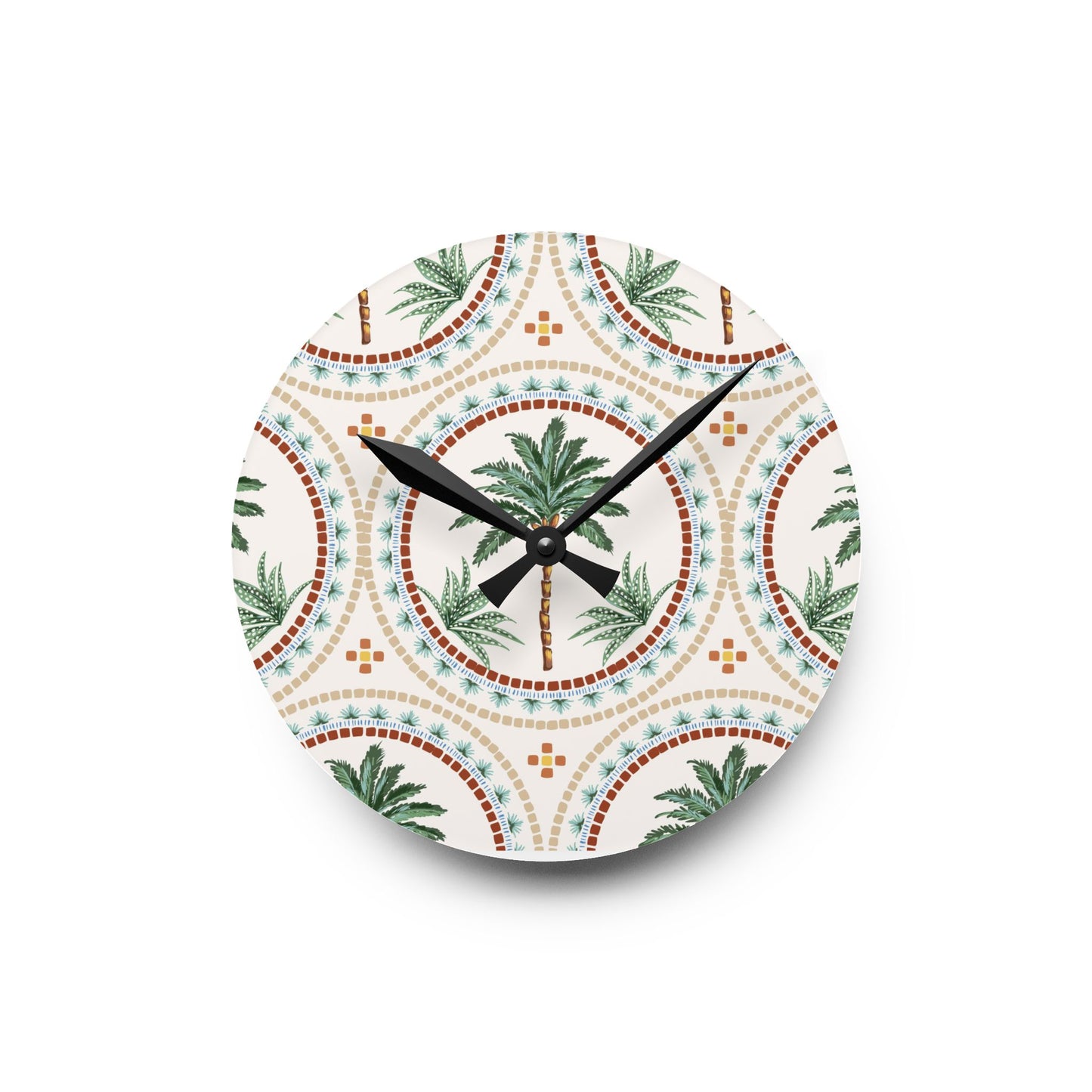 Acrylic Wall Clock, Mosaic Palm Tree