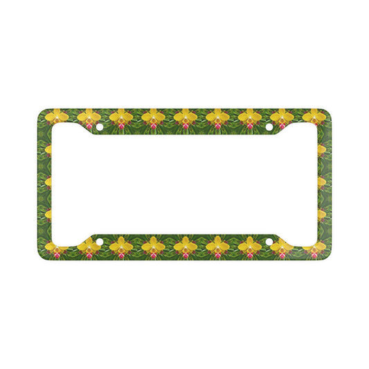 License Plate Frame - Yellow Orchid Kaleidoscope