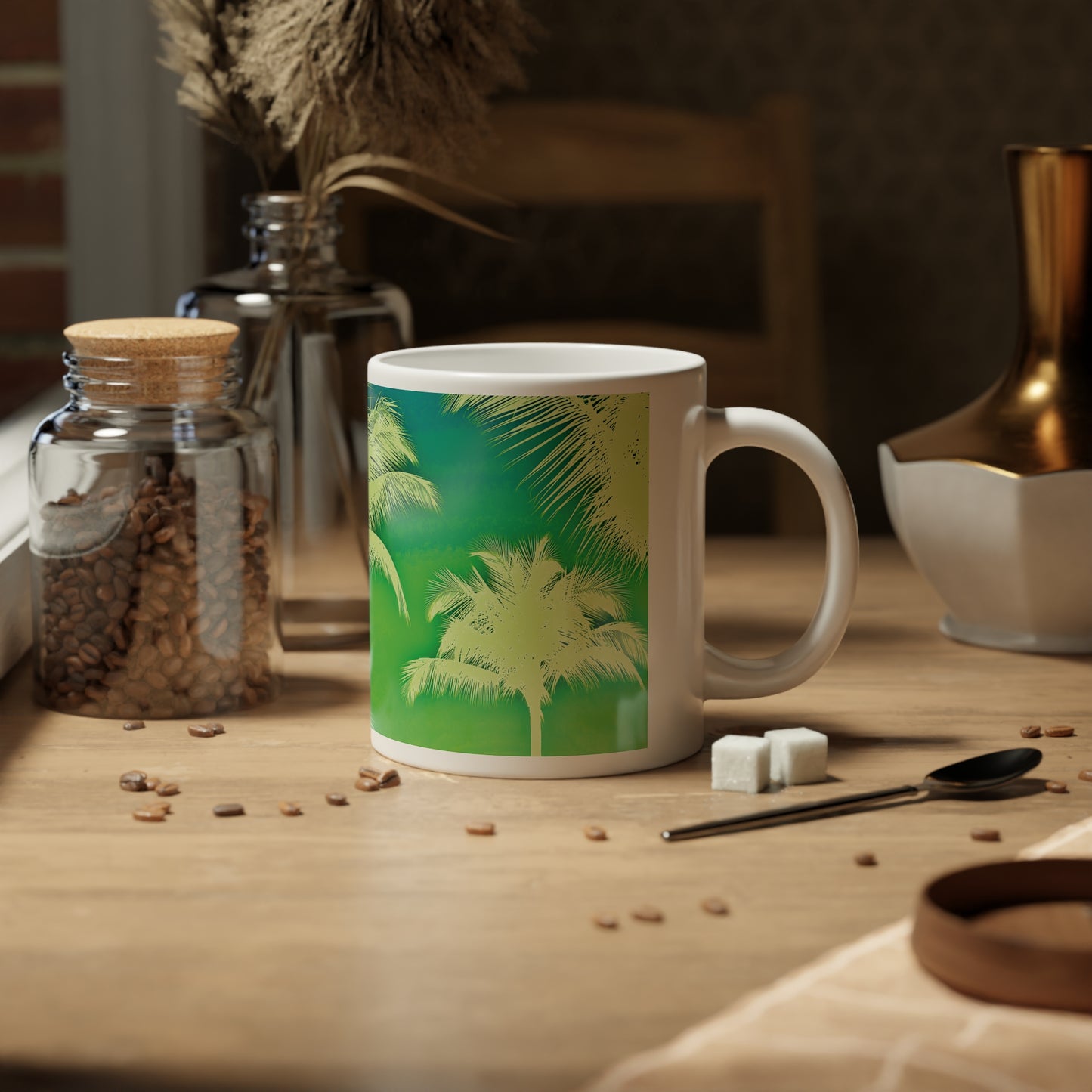 Jumbo Mug, 20oz, Palm Glow Green | Tropical Coffee Cup