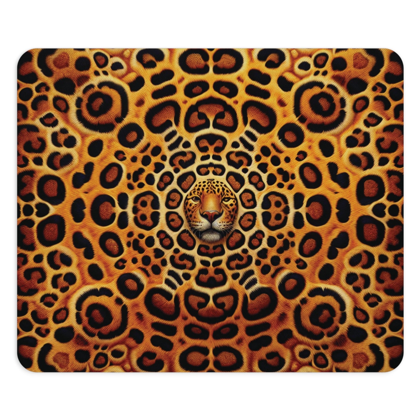 Tropical Mouse Pad, 2 Shapes - Beach Vibes for Home Office & Gamer / Kaleido Jaguar Spots