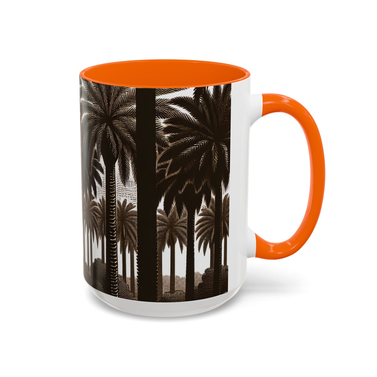 Accent Coffee Mug (11, 15oz) - Woodcut Palm Grove