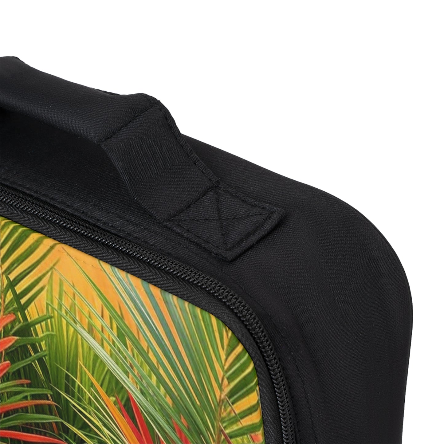 Red Flame Palms Lunch Bag - Eco-Friendly Insulated Tote, Adult and Child Lunchbox / Perfect for Picnics, Beach Outings