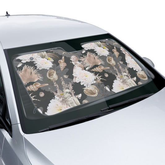 Tropical Car Sun Shades / Parrots, Flowers and Seashells Toile