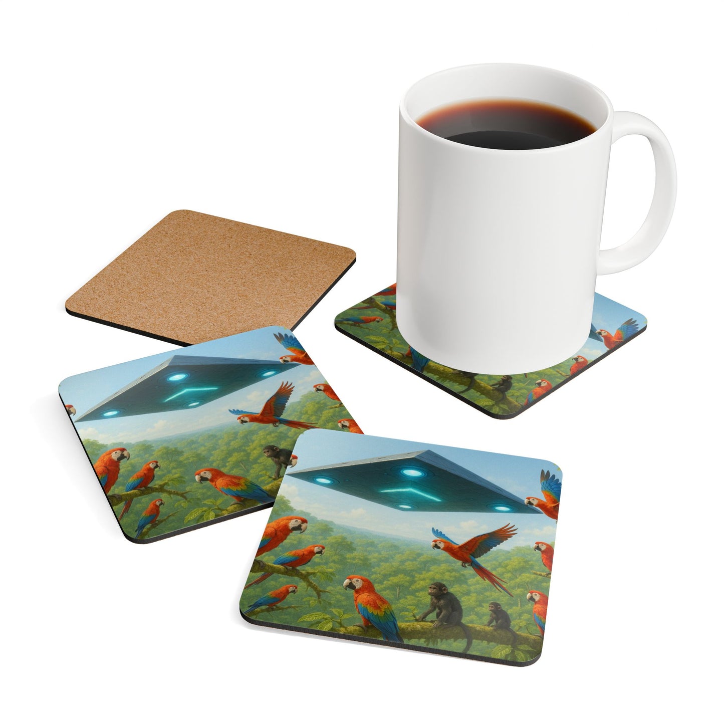 Coaster Set -  UFO and Macaws