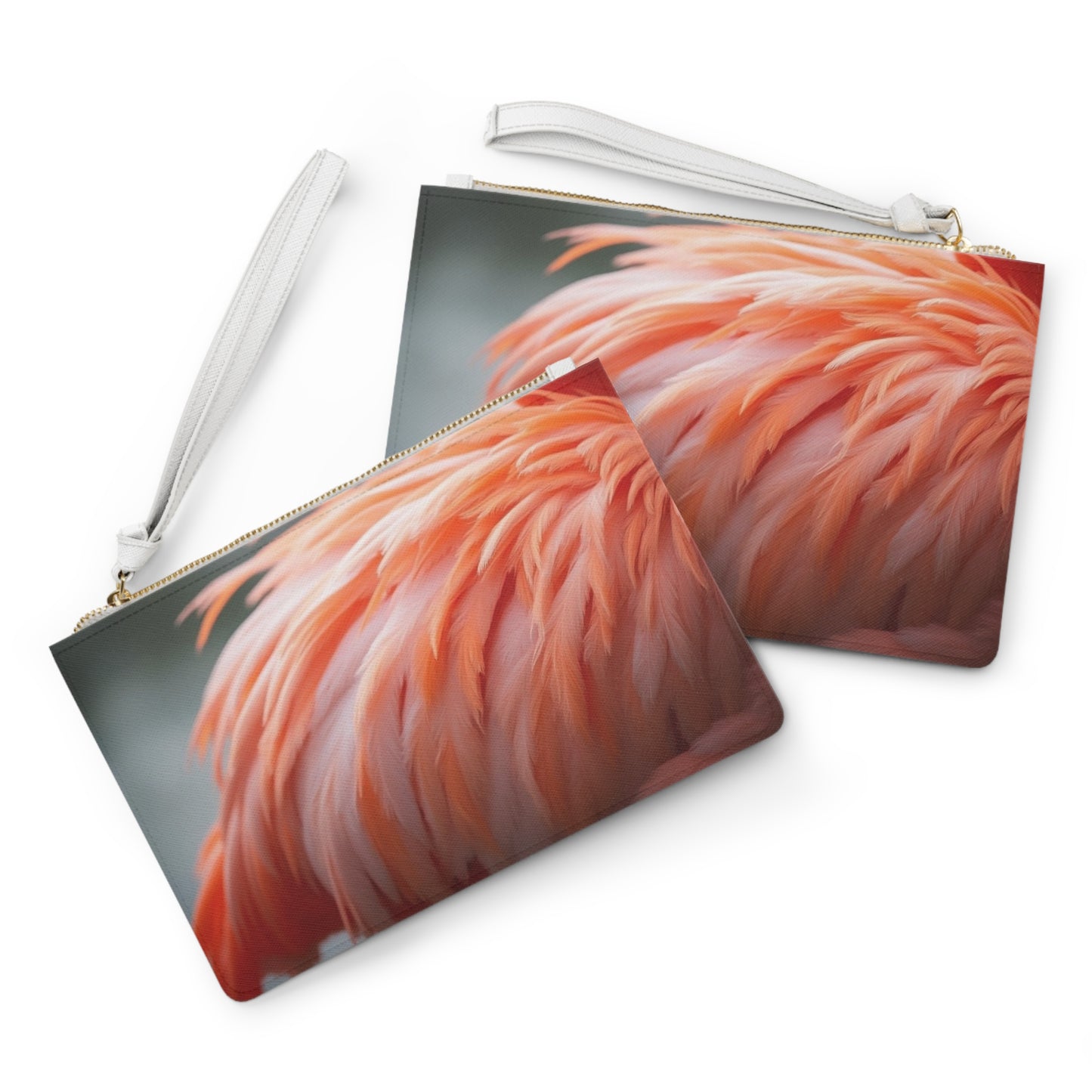 Tropical Faux Leather Clutch Bag - Perfect for Beach Adventures & Summer Vacations / Flamingo Feathers